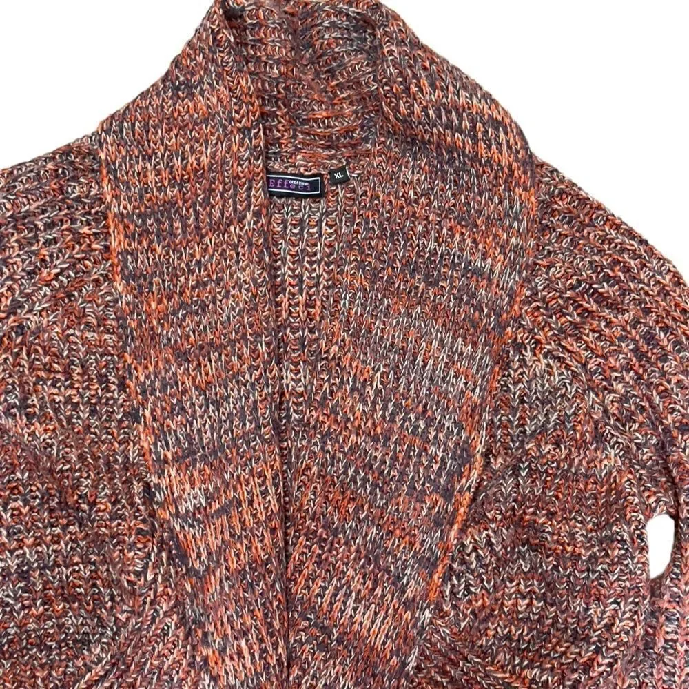 Creazioni Effici Knitted Rounded Front Hem Open Cardigan XLARGE